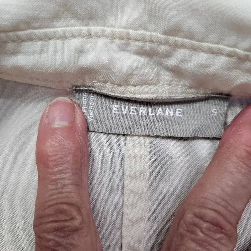 Everlane Oversized Ivory Button Front Shirt Top Size Small Minimal Capsule - Picture 7 of 10